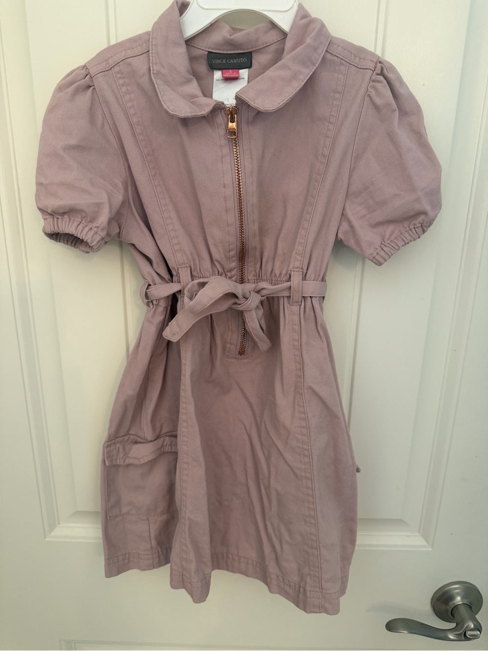 Vince Camuto Girls' Dusty Mauve Zip-Front Dress preppy casual minimalist